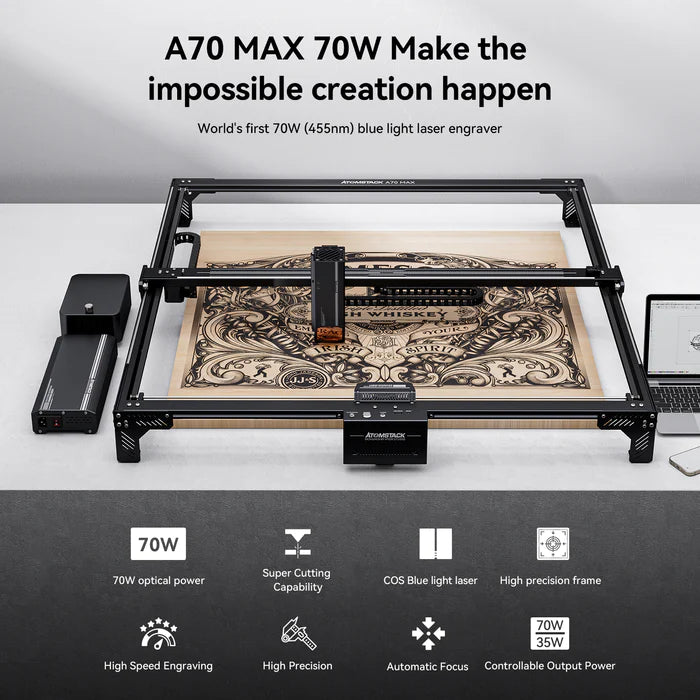 [Pre-Order] AtomStack A70 Max Laser Machine Equipped with F60 Air Assist Kit